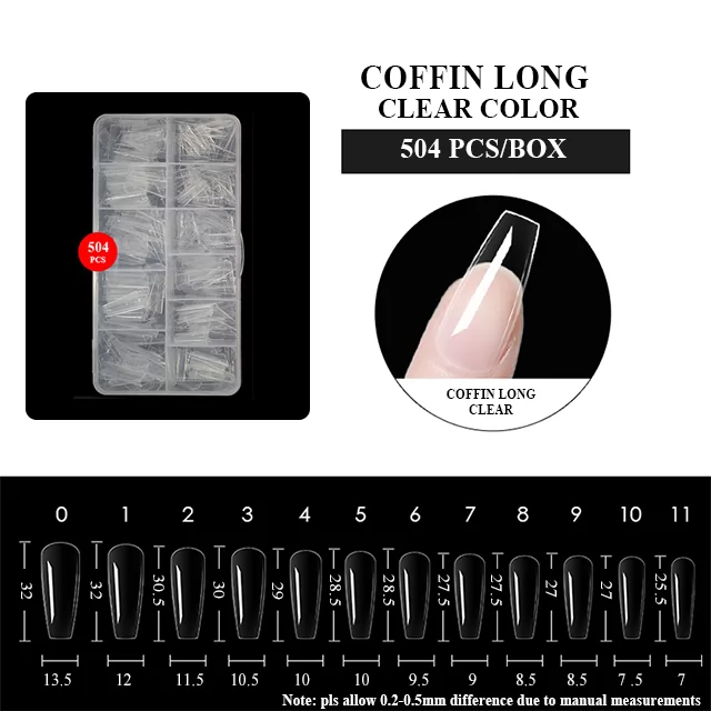 COFFIN LONG CLEAR COLOR 504pcs/PP box