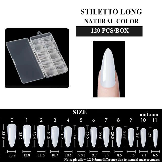 STILETTO LONG NATURAL COLOR 120pcs/box