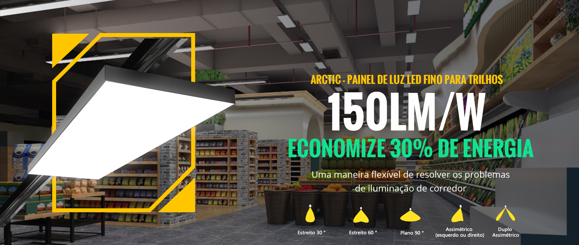 Painel de luz de trilho LED fino para loja e supermercado