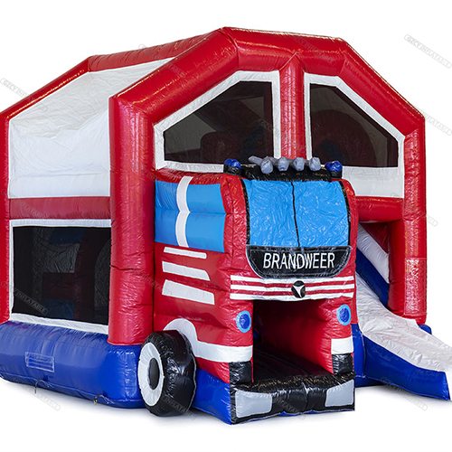 Fire Fighting Truck Inflatable Bouncer And Slide