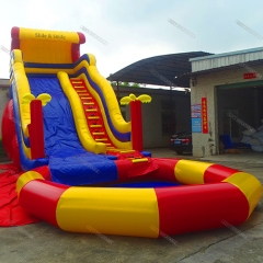 Outdoor Big Inflatable Slide With Pool