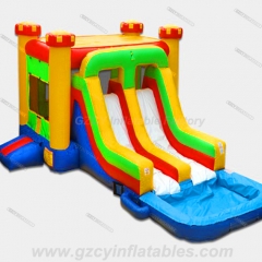 3 in 1 Bounce House Colorful Castle Combo With Pool