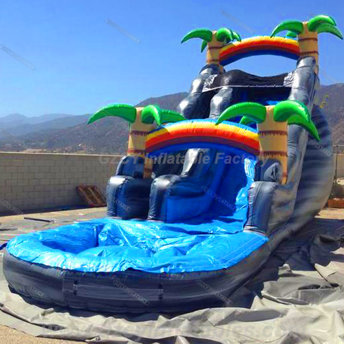 Tobogán inflable de aguas tropicales de montaña