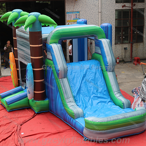 Tropical Surfing Bounce House With Slide