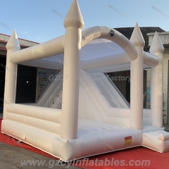 White Commercial Bounce House With Slide