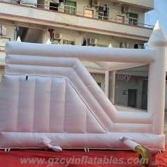 White Commercial Bounce House With Slide