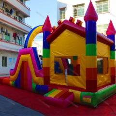 Rainbow Castle Bounce House Combo Pool