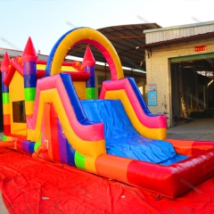 Rainbow Castle Bounce House Combo Pool