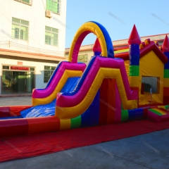 Rainbow Castle Bounce House Combo Pool