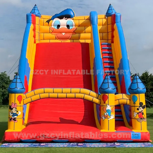 Cartoon inflatable water slide business theme slide giant inflatable slide for kids