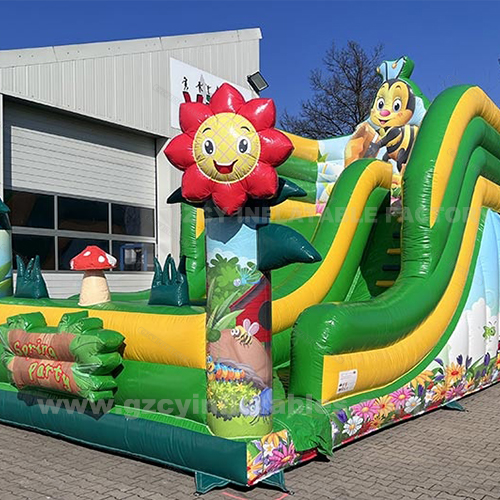 Commercial inflatable cartoon slide, outdoor children's inflatable bouncing house jumping slide