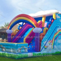 Commercial adult slide inflatable children's cartoon fantasy playground water slide with swimming pool