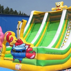 Popular inflatable cartoon slide double lane commercial grade kids PVC slide