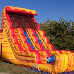 Commercial giant yellow hot lava inflatable water slide