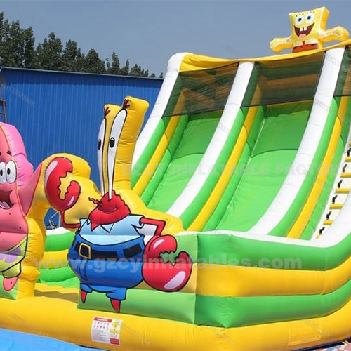 Popular inflatable cartoon slide double lane commercial grade kids PVC slide