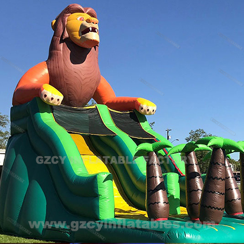 Kids Inflatable Zoo Lion Castle Slide, Inflatable Playground With Slides