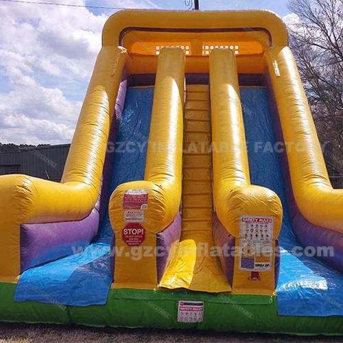 Inflatable Water Double Slides Yellow Inflatable Dry Slides
