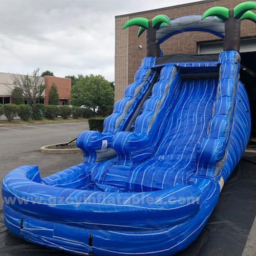 Outdoor Inflatable Backyard Palm Tree Waterslide Combination with Swimming Pool