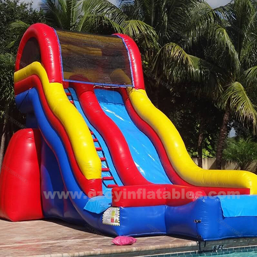 Commercial inflatable trampoline water slide with swimming pool