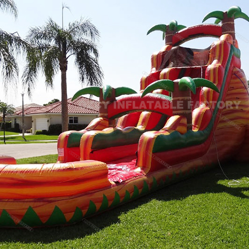 Outdoor Palm Tree Inflatable Giant Double Lane Water Slide