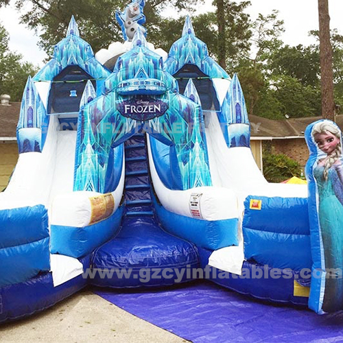 Cartoon frozen bodyguard inflatable commercial bouncy castle with slide