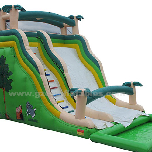 Inflatable Palm Tree Beach Water Slide Commercial Water Slide with Amusement Park Pool