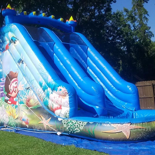 Outdoor ocean theme bouncy castle water slide