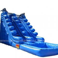 Commercial Little Dolphin Blue Inflatable Pool Castle Water Slide