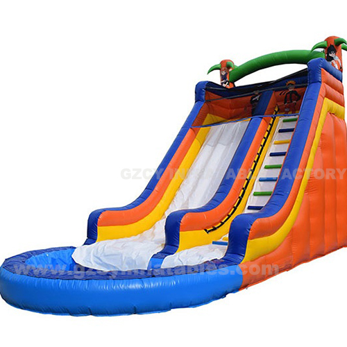 Giant palm tree castle slide inflatable water slide with commercial pool