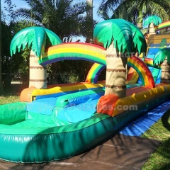 Giant Commercial Inflatable Palm Tree Dual Slide Water Slide Pool