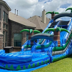 Inflatable Palm Tree Water Slide with Pool