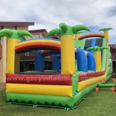 Tropical Palm Tree Double Lane Inflatable Water Slide