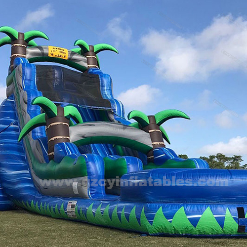 Inflatable Palm Tree Water Slide with Pool