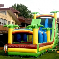 Tropical Palm Tree Double Lane Inflatable Water Slide