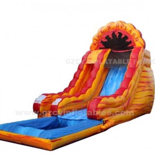 Large inflatable volcano sprint water slide with pool