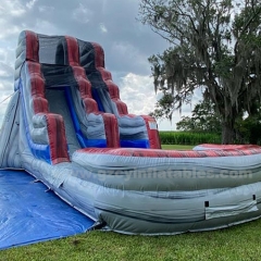 Titanium Gray Red Inflatable Water Slide with pool