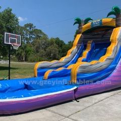 Commercial Backyard Palm Tree Jumping Trampoline with Swimming Pool Inflatable Waterslide
