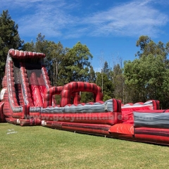 Giant Lava Long Dual Lane Inflatable Water Slide with Pool