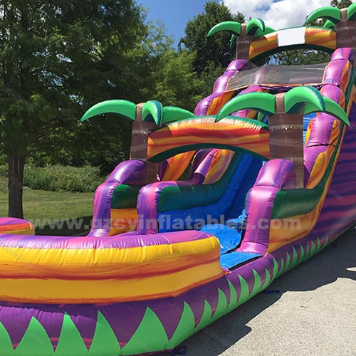 Tropical Palm Tree Trampoline Inflatable Water Slide