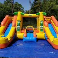 Inflatable double lane water slide for kids, outdoor commercial water slide
