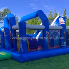 Frozen Castle Inflatable Obstacle Race Bounce House Combo with Slide