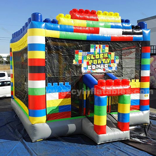 Block Party Inflatable Bounce Castle Slide Combo For kids