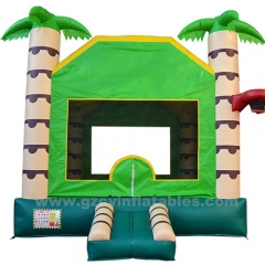 Inflatable Bounce House with Slide for Kids,Backyard Tropical Palm Tree Castle Combo Slide