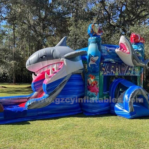 Shark Inflatable Bounce House Combo, Kids Jumping Castle Trampoline With Slides