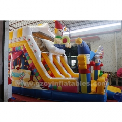 Commercial outdoor circus bouncy castle, inflatable bouncer castle with slide