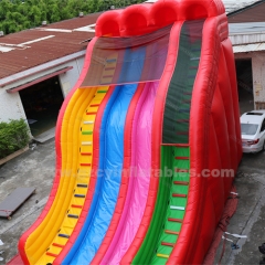Triple Lane Rainbow Inflatable Slide Kids Outdoor Giant Party Activity Slide