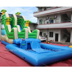 New Design Inflatable Palm Tree Beach Water Slide Commercial Water Slide With Amusement Park Swimming Pool