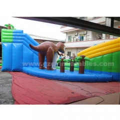 Outdoor Giant Inflatable Water Playground Dinosaur Bounce Slide Amusement Park Games With Swimming Pool