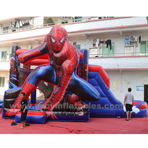 Commercial Inflatable Spiderman Bouncing Castle Slide Combo