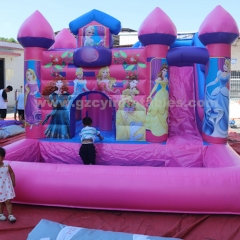 kids party princess inflatable jumping castle inflatable bounce castle with pool